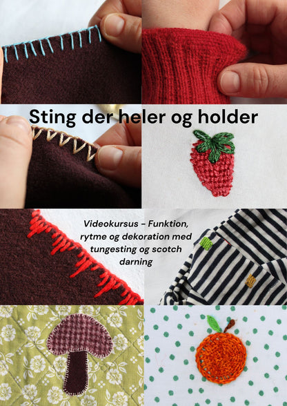 Video-kursus i broderi og visible mending med scotch darning og tungesting